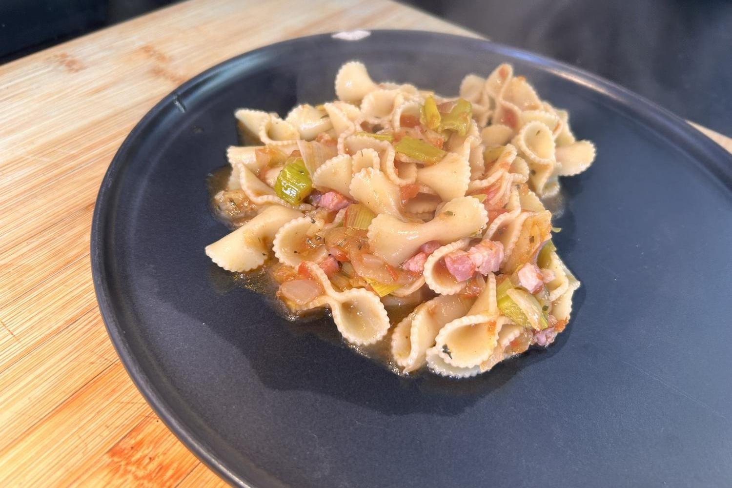 Pâtes aux Lardons et Blanc de Poireaux